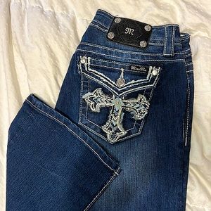 NWOT Miss Me Signature Boot Leather Embellished Cross Flap Pocket 29 x 34 Long